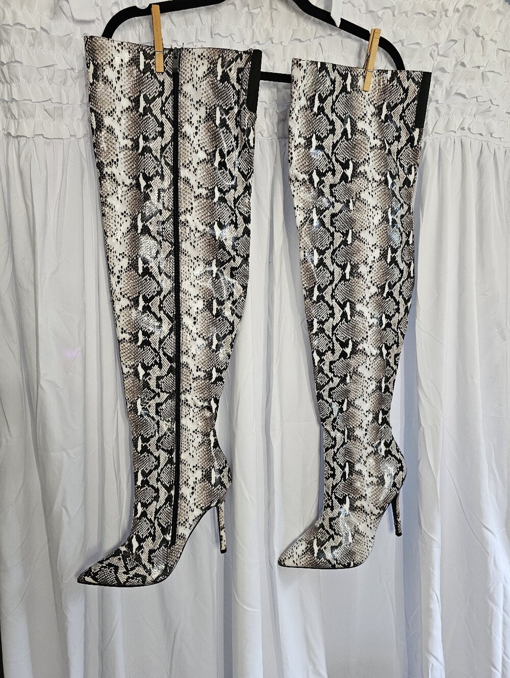 Snake Print Over Thigh Stiletto Boots